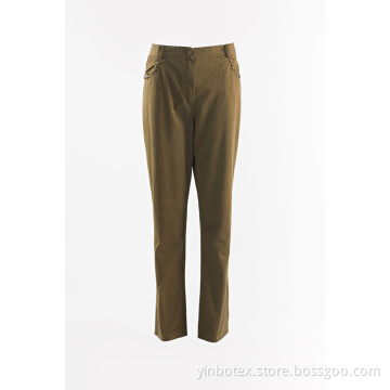 Ladies Dark Khaki straight trouser